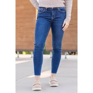 Nordstrom Vervet Blue Denim Stretchy Raw Hem Jeans 29